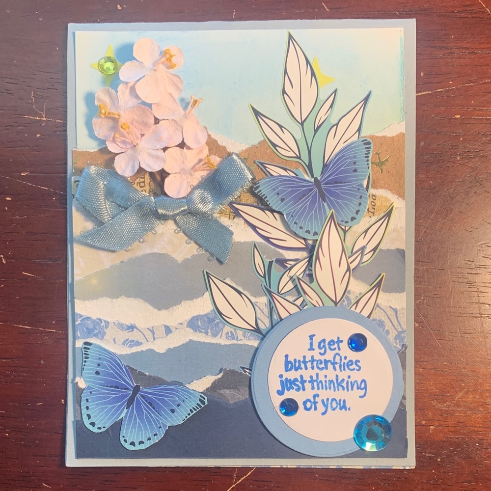 Handmade Blue Butterfly Greeting Card